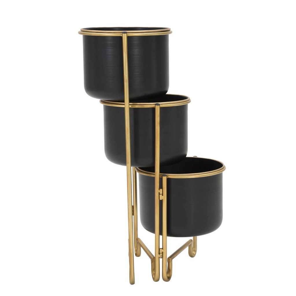 Növénytartó állvány, 3 szintes, fekete-arany - trombone - butopêa